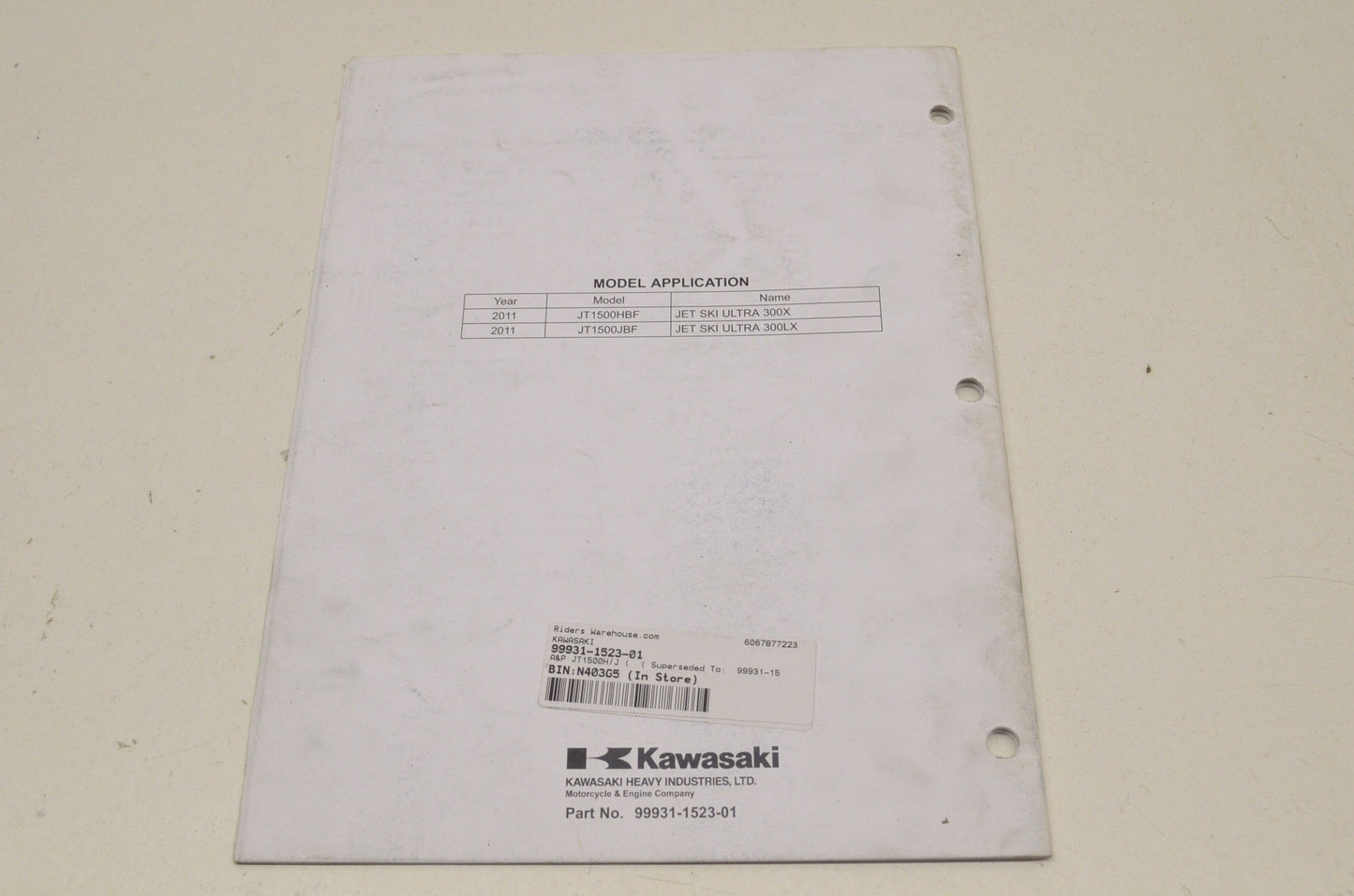 OEM Kawasaki 99931-1523-01 Assembly & Preparation Manual JT1500H/J