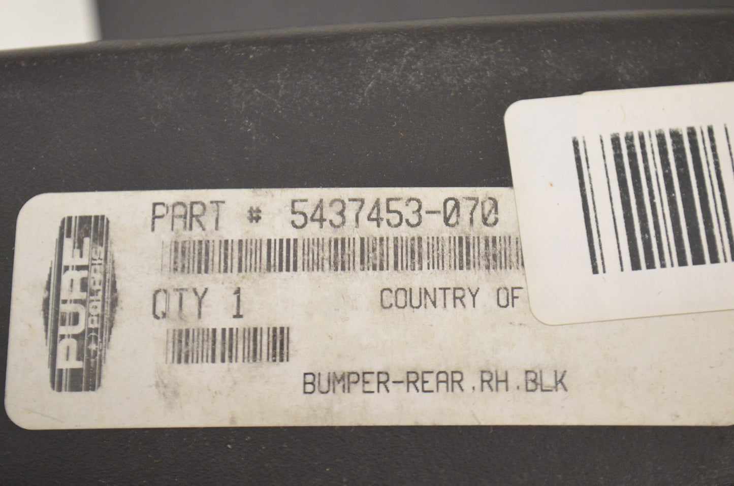 OEM Polaris 5437453-070 Black Right Hand Rear Bumper NOS