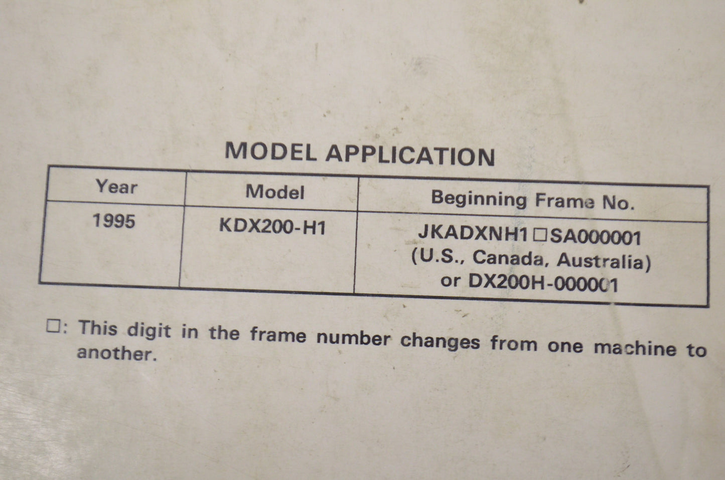 OEM Kawasaki 99924-1181-01 Service Manual KDX200H