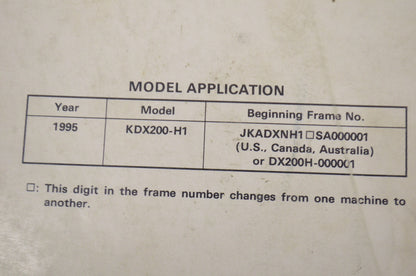 OEM Kawasaki 99924-1181-01 Service Manual KDX200H