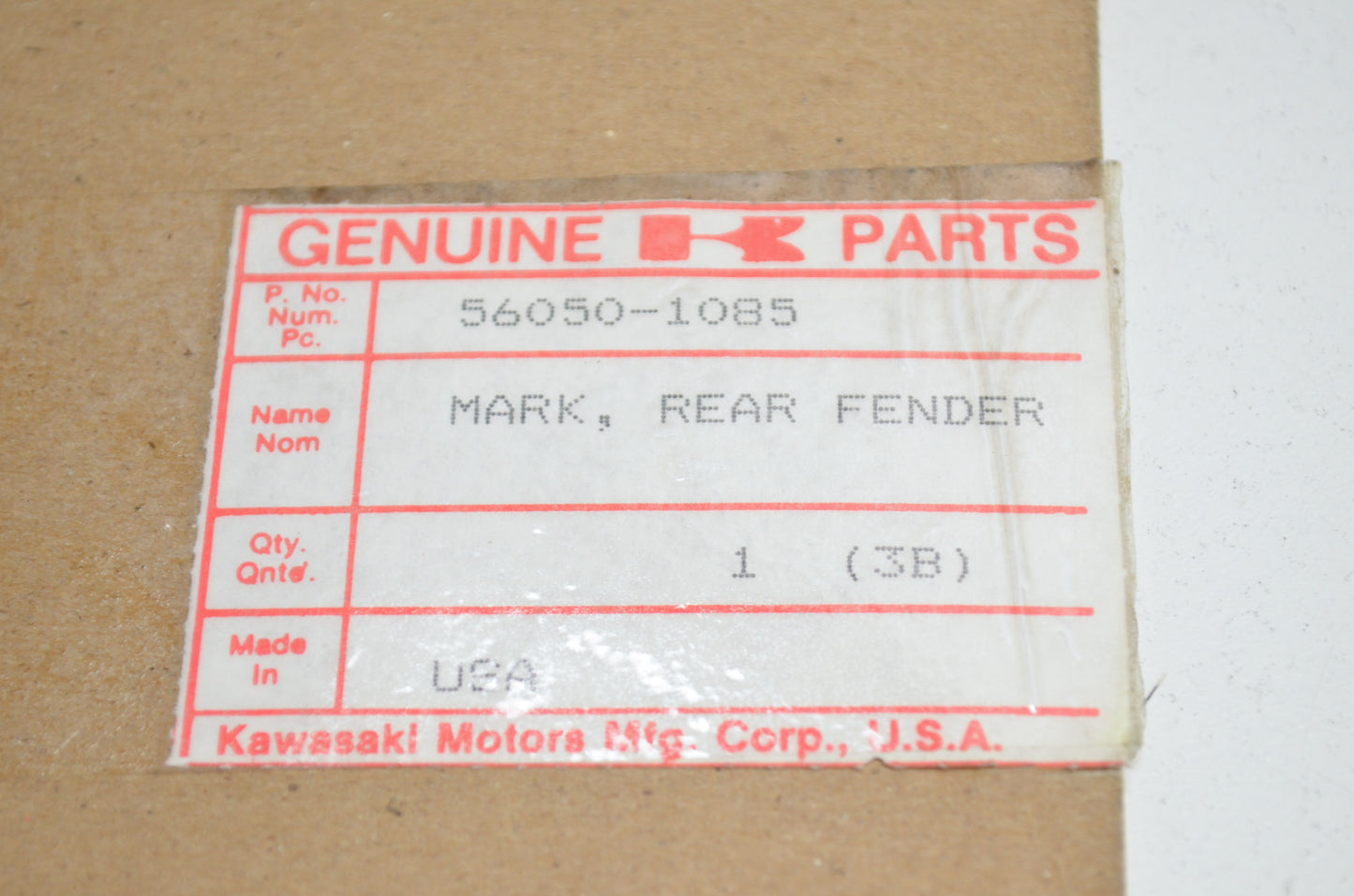 OEM Kawasaki 56050-1085 Rear Fender Mark NOS