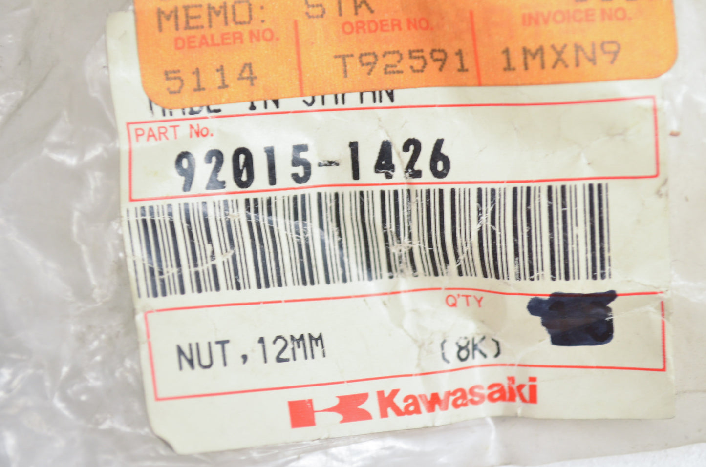 OEM Kawasaki 92015-1426 Nut 12MM NOS