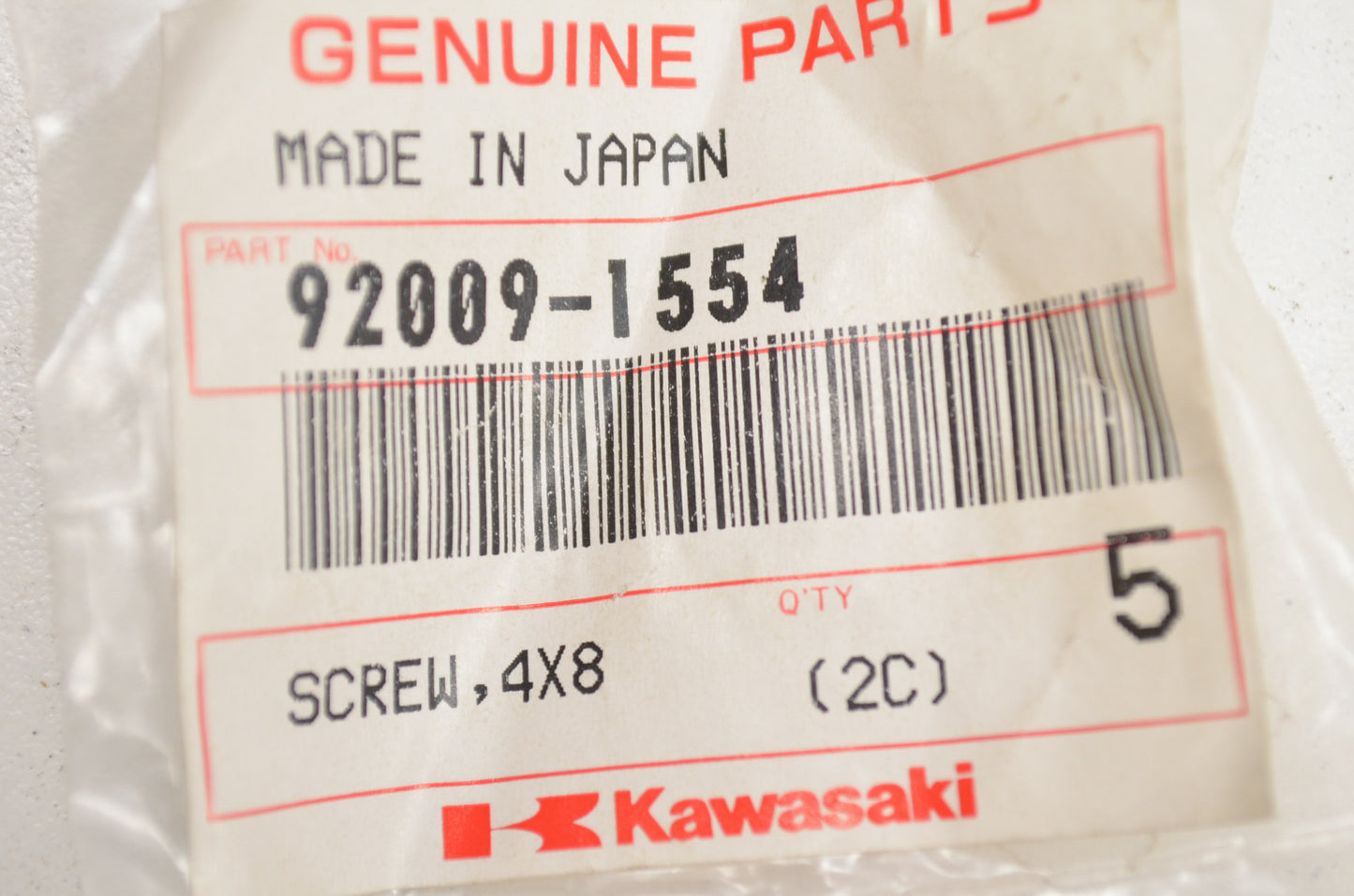 OEM Kawasaki 92009-1554 Screw 4x8 Qty 5 NOS