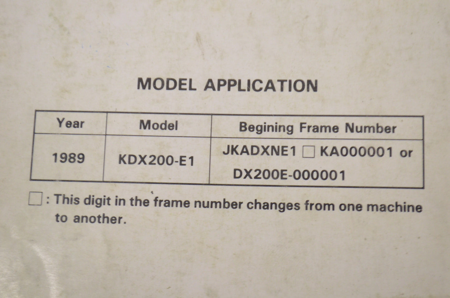 OEM Kawasaki 99924-1114-01 Service Manual KDX200E