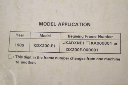 OEM Kawasaki 99924-1114-01 Service Manual KDX200E