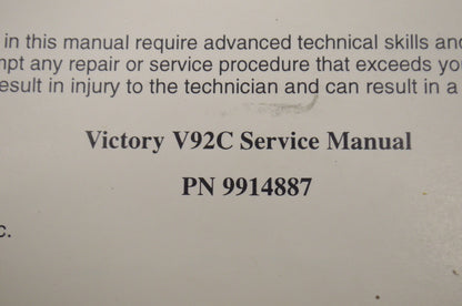 OEM Polaris Victory V92C Service Manual V92C