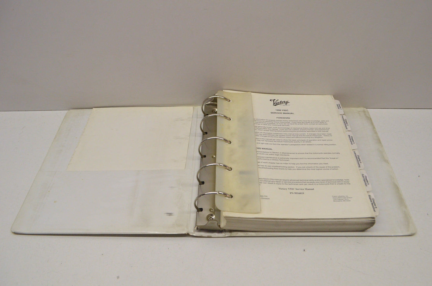 OEM Polaris 9916019 Victory V92C Service Manual 99 99 V92C