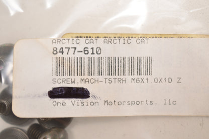 OEM Arctic Cat 8477-610 TSTRH M6X1.0X10 Z& Black Machine Screw Qty 3 NOS