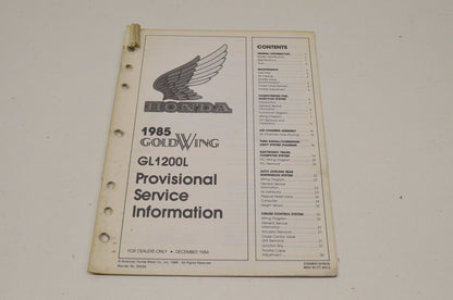OEM Honda 85 Goldwing GL1200L Provisional Service Information 85 Goldwing GL1200