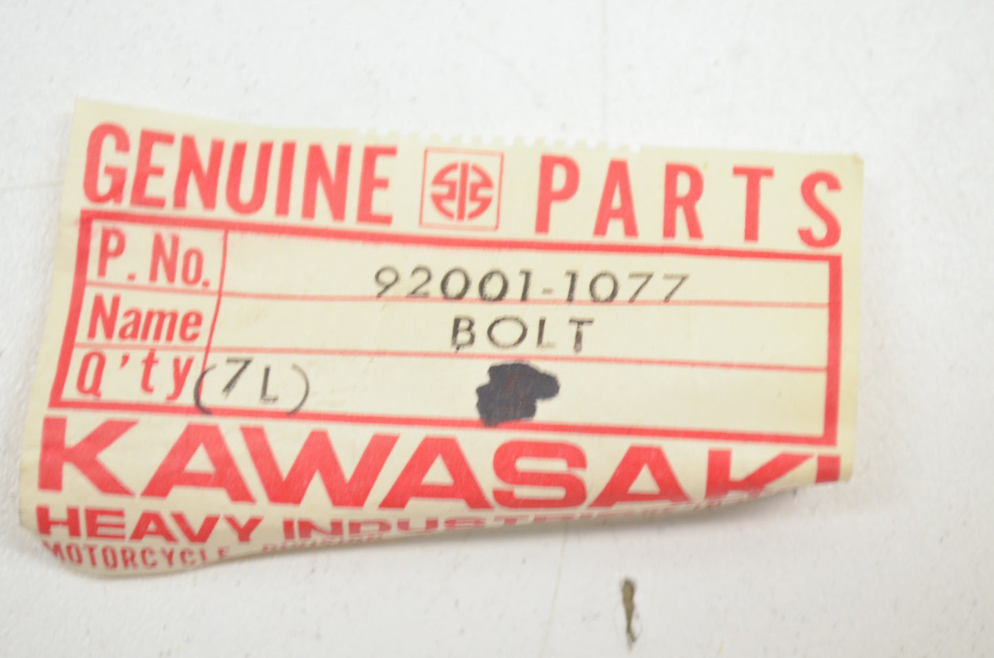 OEM Kawasaki 92001-1077 Bolt 8X69 NOS