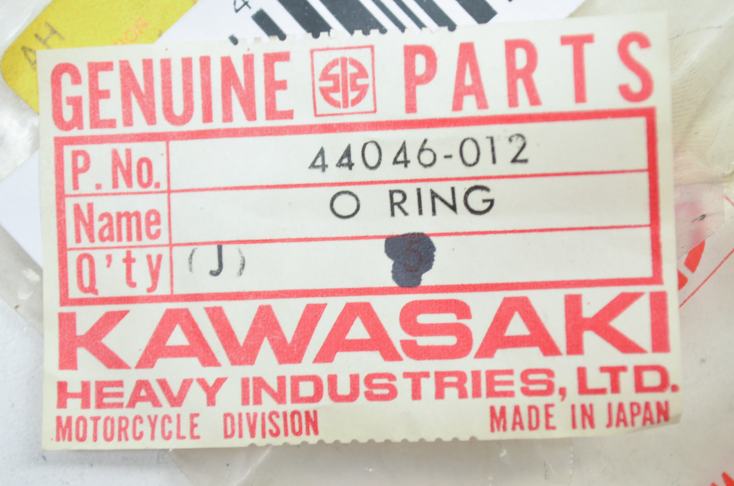 OEM Kawasaki 44046-012 Outer Tube O-Ring NOS