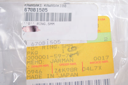 OEM Kawasaki 670B1505 O-Ring 5MM NOS