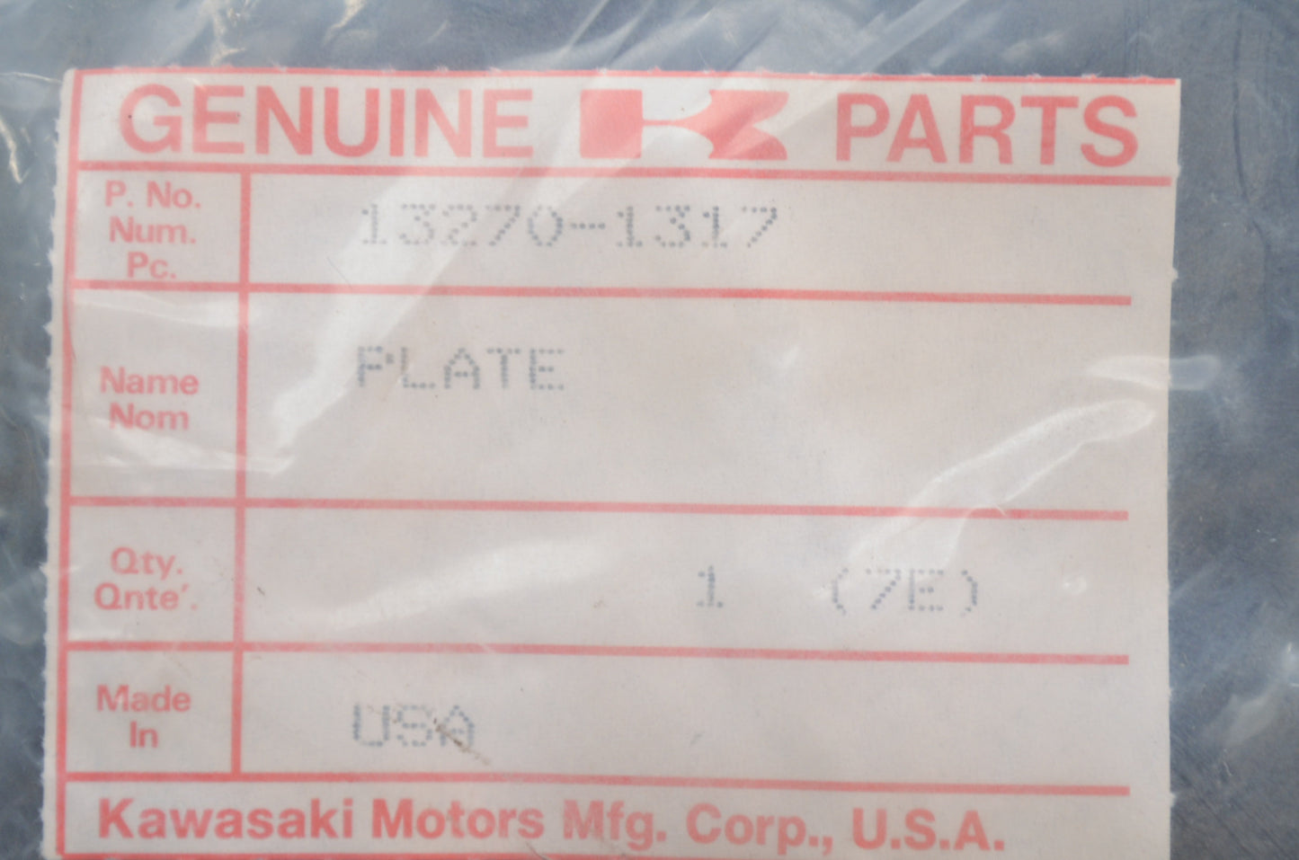OEM Kawasaki 13270-1317 Element Plate NOS