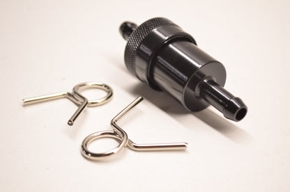New Emgo Aluminum Fuel Filter 5/16' Black NOS