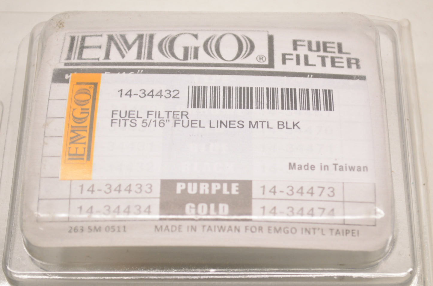 New Emgo Aluminum Fuel Filter 5/16' Black NOS