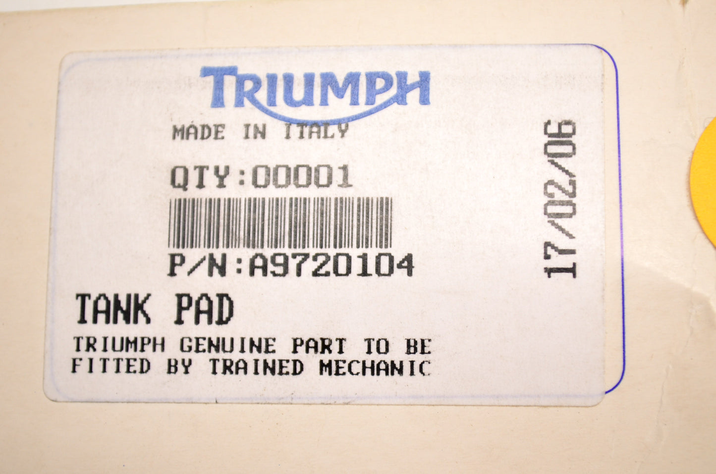 New OEM Triumph Carbon Fiber Tank Pad Kit NOS