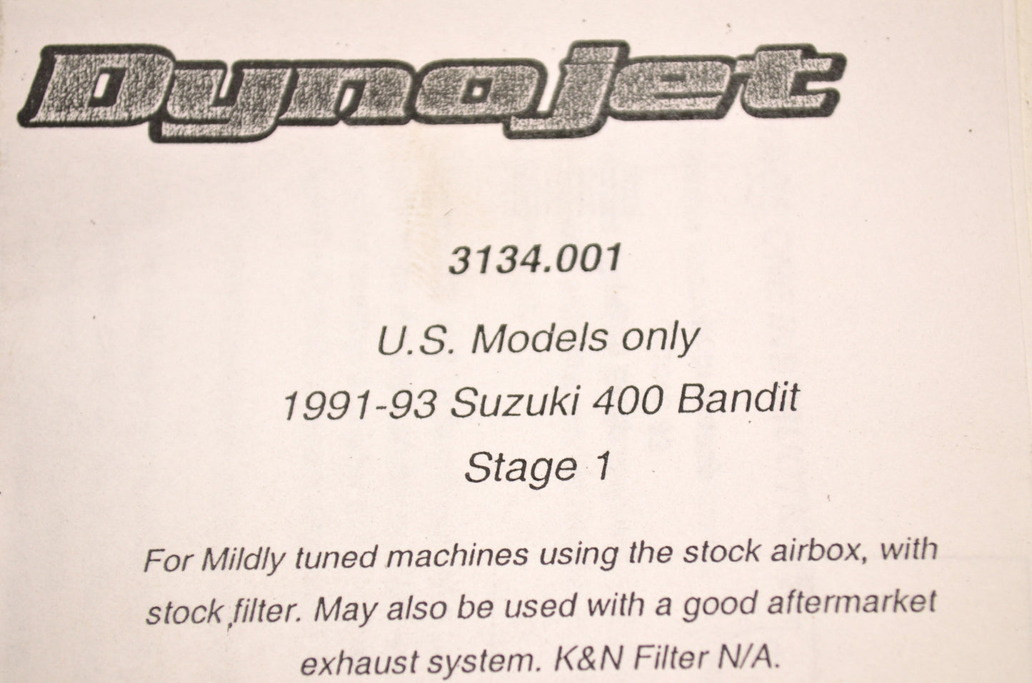 Stage 1 Jet Kit Suzuki 91-93 GSF400 NOS