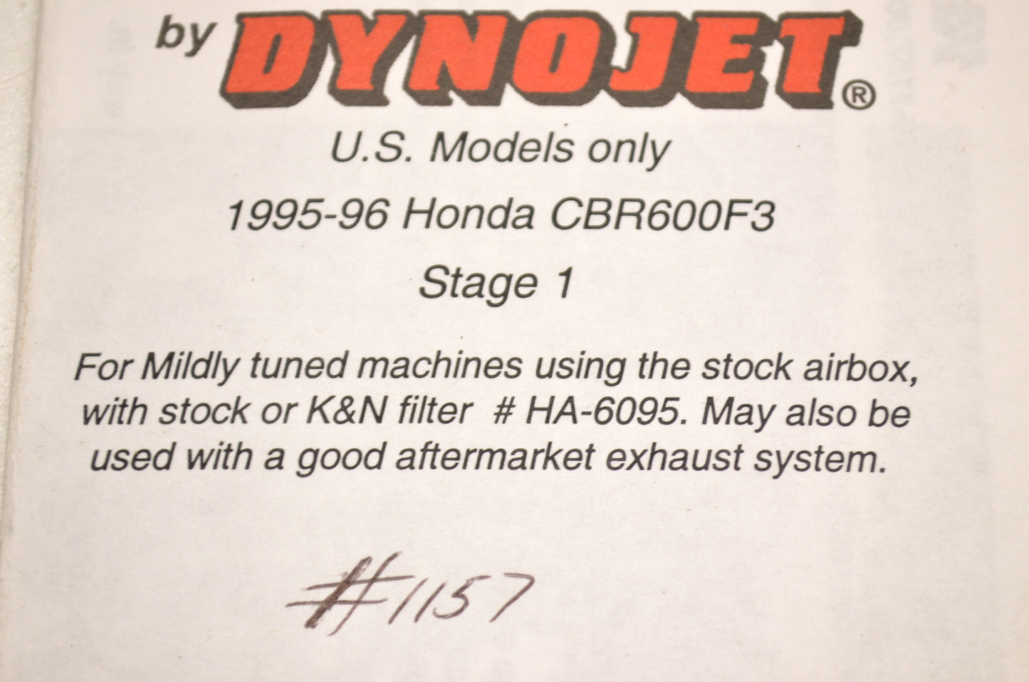 Stage 1 Jet Kit Honda 95-96 CBR600F3 NOS