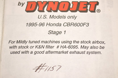 Stage 1 Jet Kit Honda 95-96 CBR600F3 NOS
