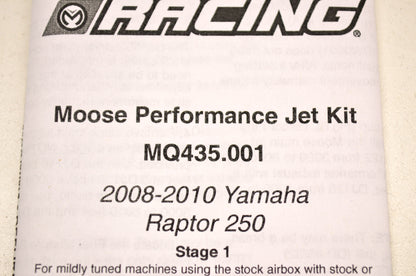 Moose Racing 1007-0305, MQ435 Moose Racing Stage 1 Jet Kit Yamaha 08-10 Raptor 2