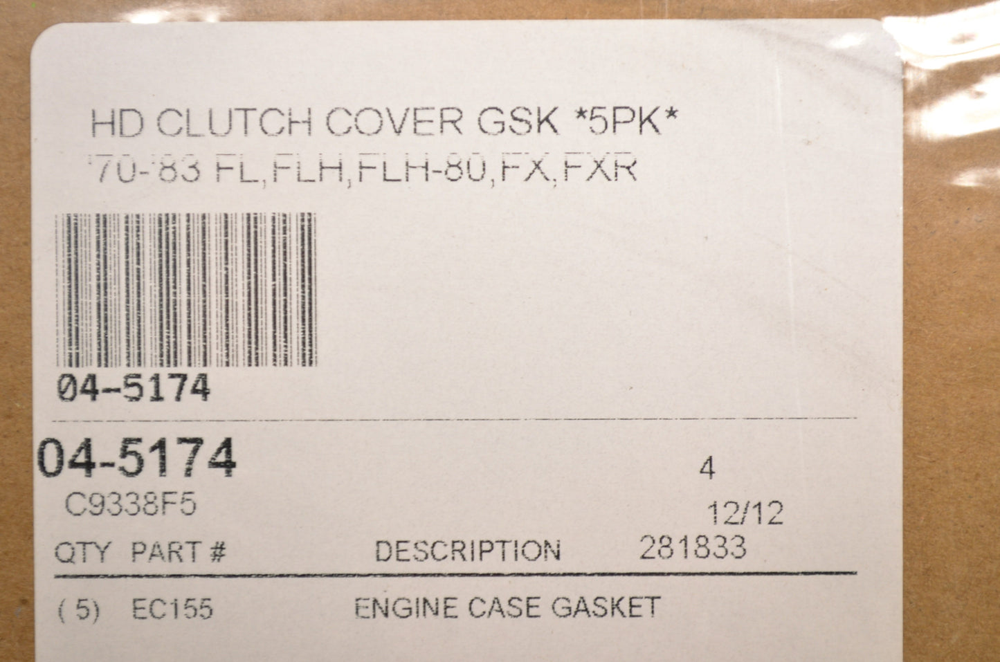 New Cometic Clutch Cover Gasket QTY 5 NOS