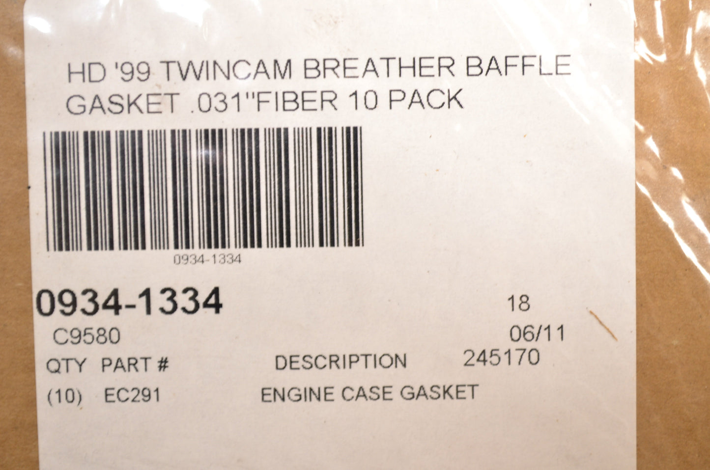 Breather Baffle Gasket Harley Davidson 99 Twin Cam engine Qty 10 NOS