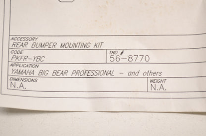 Quadboss 56-8770, PKFR-YBC Rear Bumper Mounting Kit NOS