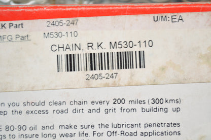 New RK Standard Chain 530 110 Links NOS