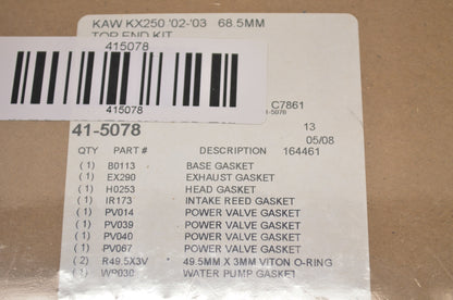 Cometic 41-5078, C7861 Top End Gasket Kit 685mm 02-03 KX250 NOS