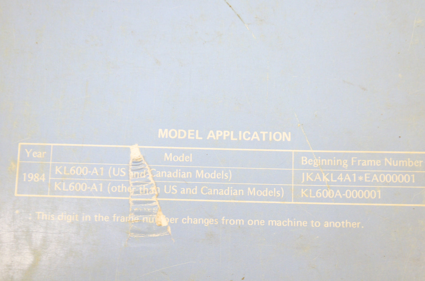 OEM Kawasaki KLR 600 Service Manual 84 84 KL600-A1
