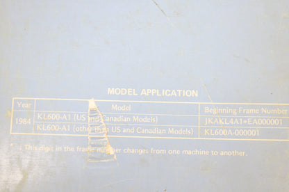 OEM Kawasaki KLR 600 Service Manual 84 84 KL600-A1