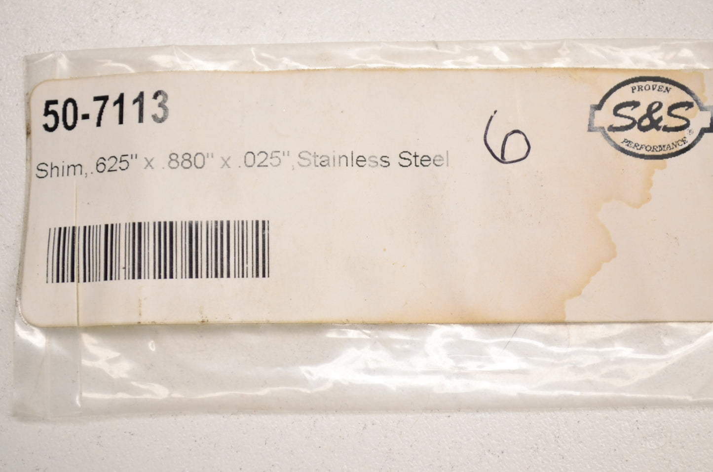 New S&S Stainless Steel Shim 625'x880'x025' QTY 6 NOS