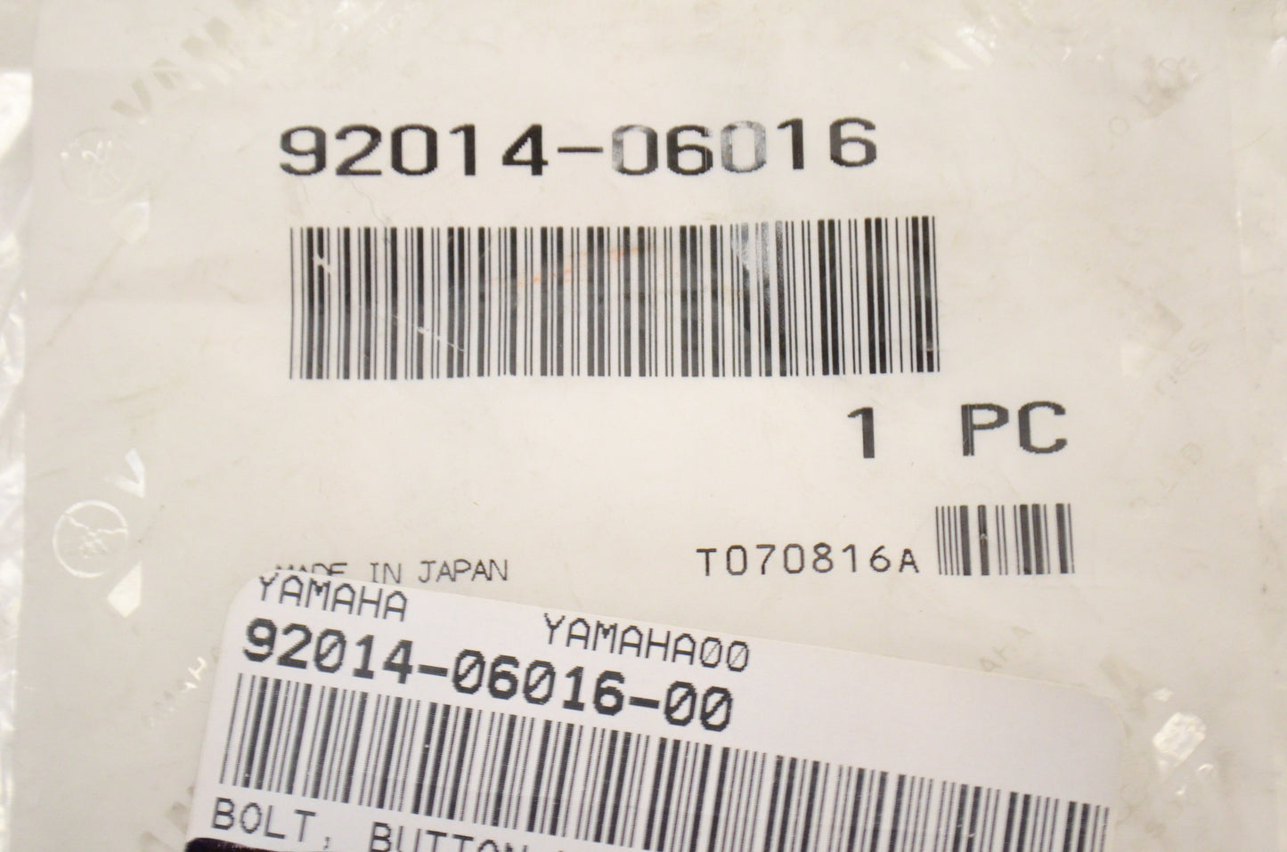 OEM Yamaha 92014-06016-00 Button Head Bolt NOS