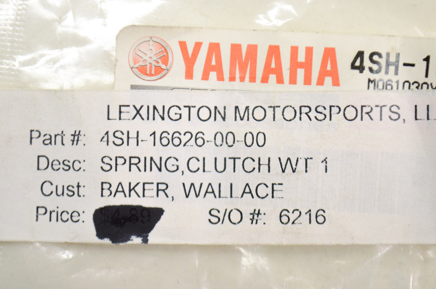 OEM Yamaha 4SH-16626-00-00 Clutch Weight Spring 1 NOS