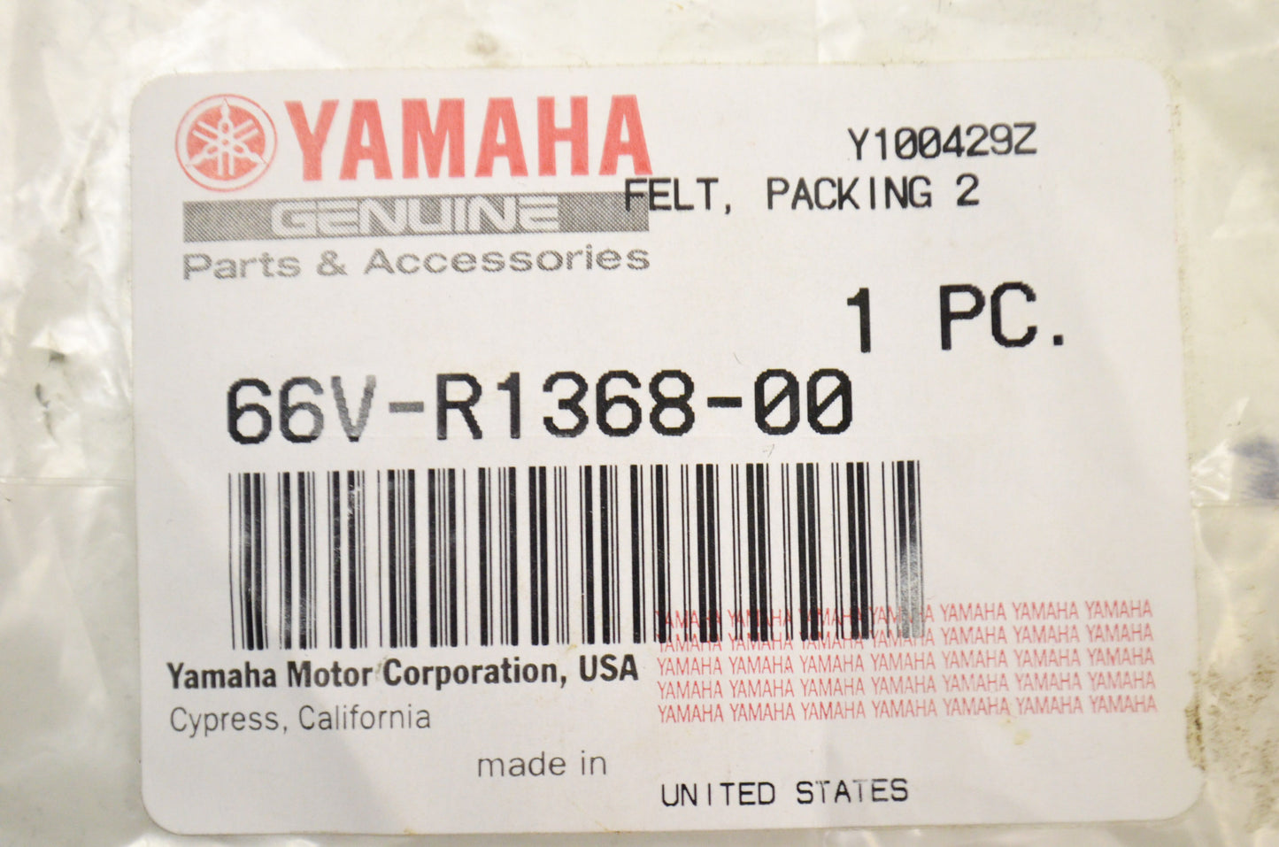 OEM Yamaha 66V-R1368-00-00 Felt Packing 2 NOS