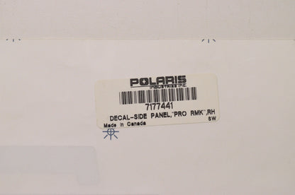 Right Hand Side Panel "Pro " Decal NOS