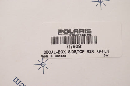OEM Polaris 7179091 Left Hand 'RZR' Side Box Decal NOS
