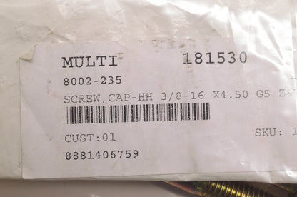 OEM Arctic Cat 8002-235 Hex Head Cap Screw 3/8-16 X4.50 NOS