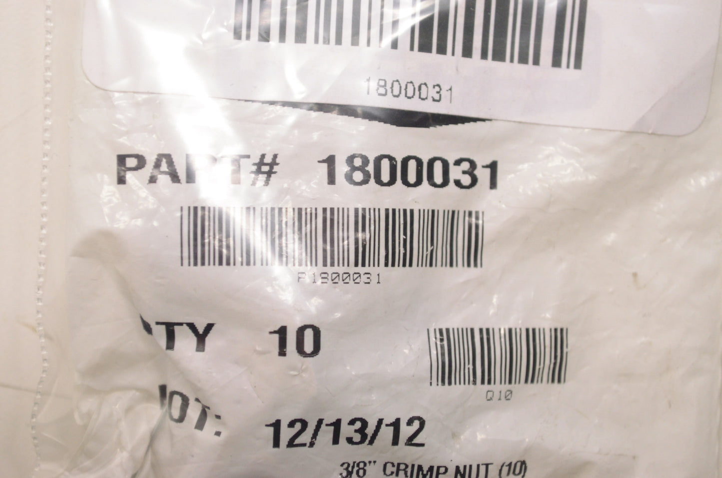 OEM Polaris 1800031 Crimp Nut 3/8" NOS