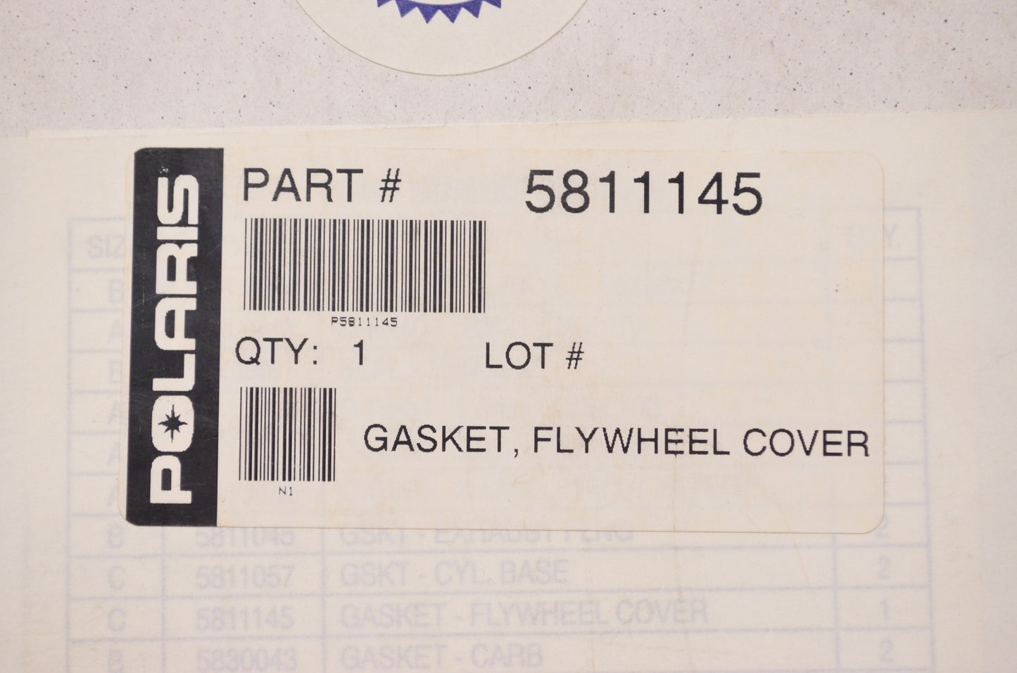 OEM Polaris 5811145 Flywheel Cover Gasket NOS