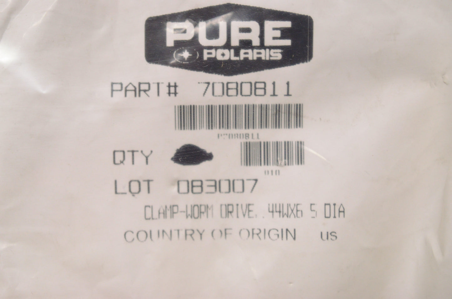 OEM Polaris 7080811 Worm Drive Clamp .44WX6.5 DIA NOS
