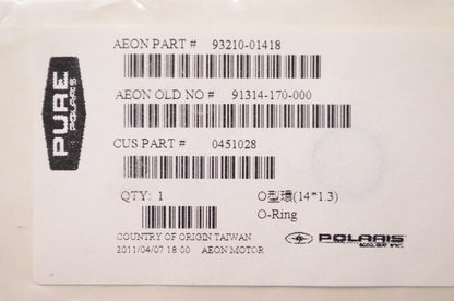 OEM Polaris 0451028, 93210-01418, 91314-170-000 Carburetor O-Ring NOS