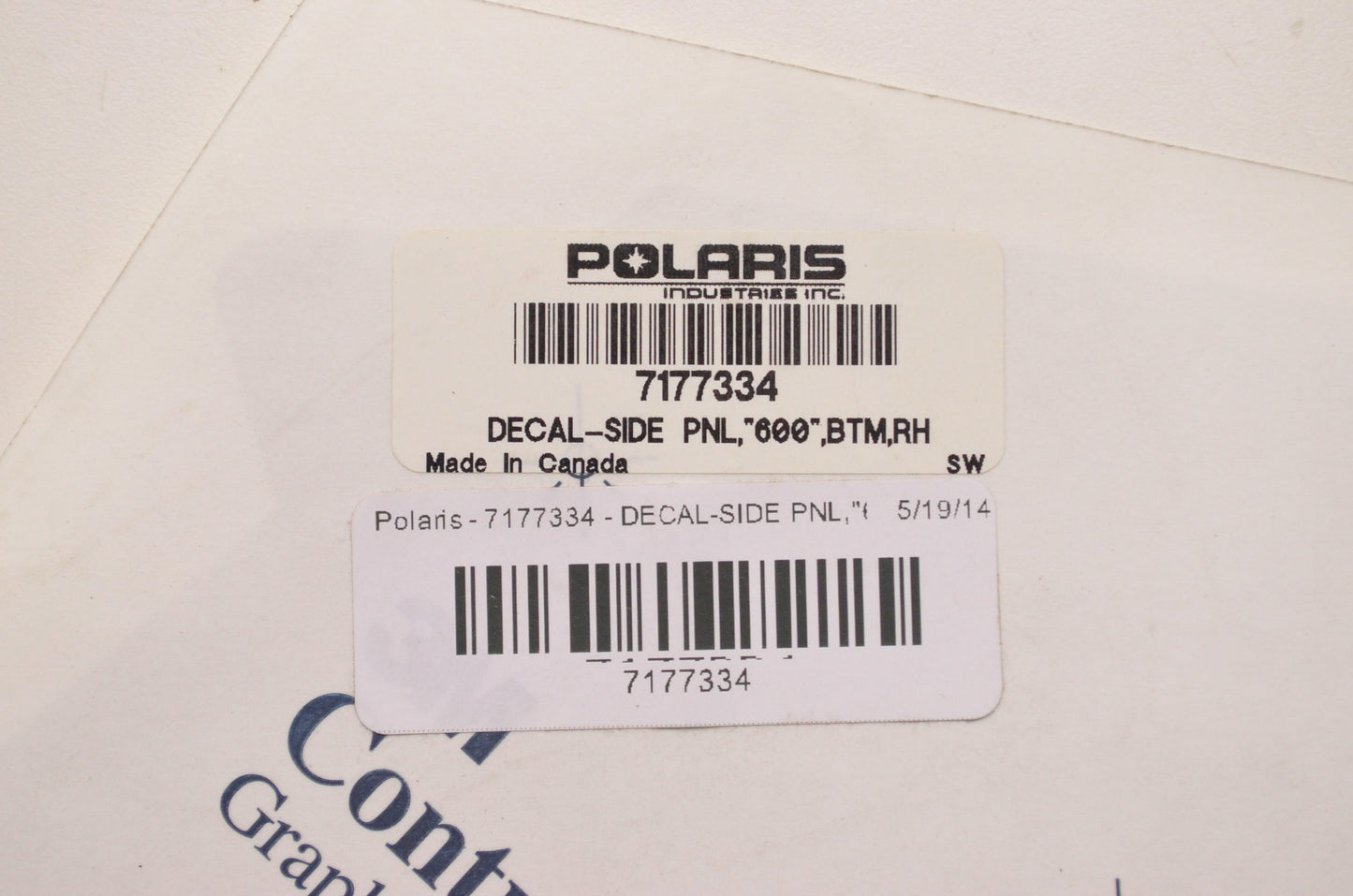 OEM Polaris 7177334 Right Hand Bottom '600' Side Panel Decal NOS