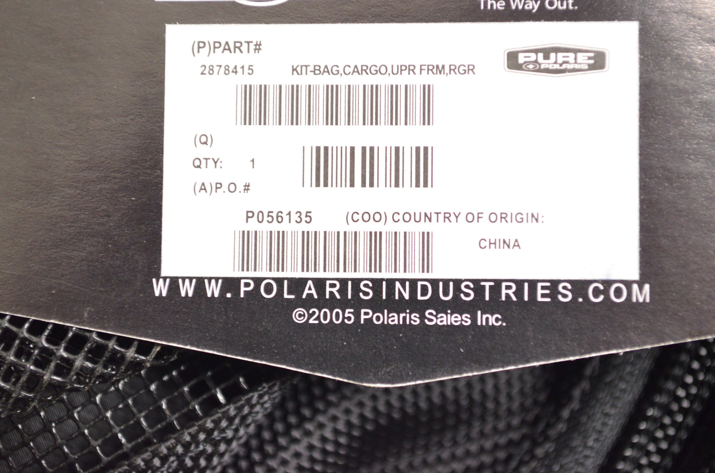 New OEM Polaris Cab Frame Roll Bar Cargo Storage Rack Bag NOS