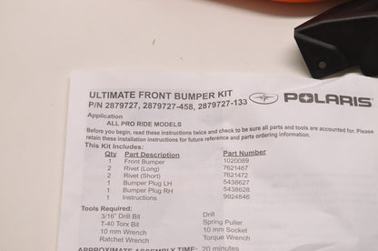 New OEM Polaris Pro-Ride Extreme Front Bumper Kit Orange NOS