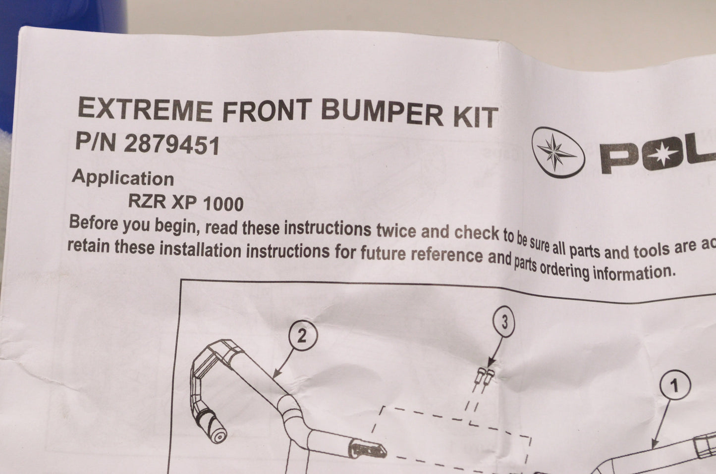 OEM Polaris 2879451-619 Blue Extreme Front Bumper Attachment NOS