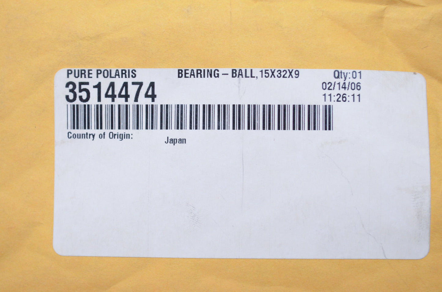 OEM Polaris 3514474 Water Pump Shaft Bearing NOS