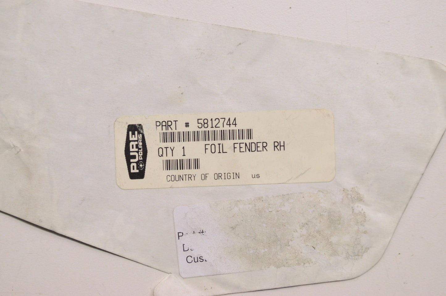 OEM Polaris 5812744 Right Hand Fender Foil NOS
