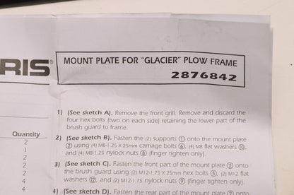New OEM Polaris Glacier Plow System Mount Plate NOS