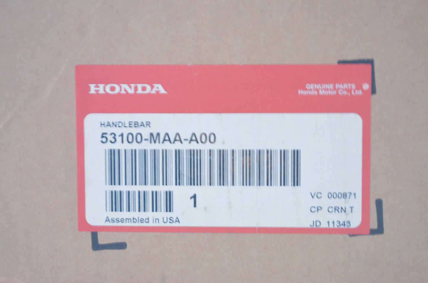 OEM Honda 53100-MAA-A00 Handlebar NOS